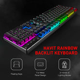 Mechanical Keyboard and Mouse, Wired Gaming Keyboard Blue Switch 104 Keys Rainbow Backlit Keyboard and 7 Button Wired Mouse 4800 DPI for PC Computer Gamer (Black)