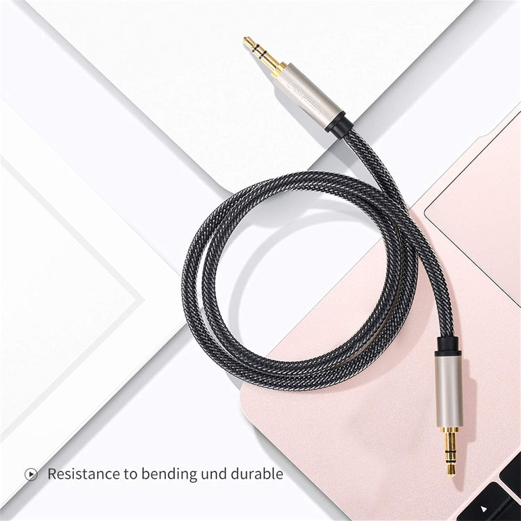 3.5Mm Male to Male Auxiliary Aux Stereo Professional Hifi Cable with Silver-Plating Copper Core, Gold Plated, Nylon Braid, Tangle-Free for for Audiophile/Musical Lovers Silver, 1M 3Ft