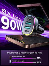 Car Charger USB C 90W 4-Port Car Phone Charger Compatible with Iphone 17/16/15/14/13/12 Pro Max plus [A Must for Family Travel] Super Fast Charging Cigarette Lighter Adapter Port