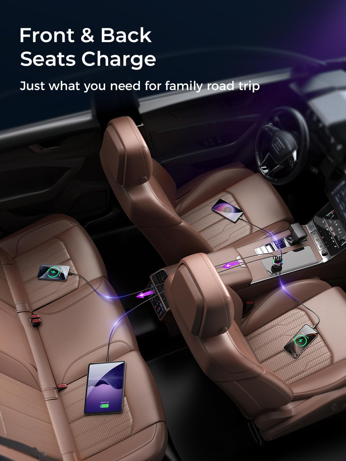 Car Charger USB C 90W 4-Port Car Phone Charger Compatible with Iphone 17/16/15/14/13/12 Pro Max plus [A Must for Family Travel] Super Fast Charging Cigarette Lighter Adapter Port